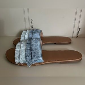 Blue Fringe Slides NWOT